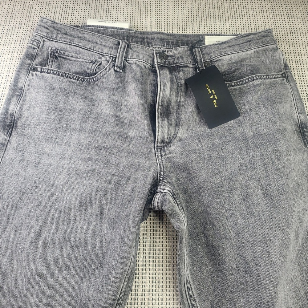 Rag & Bone Jeans Mens 33x32 Grey Fit 2 Slim Stockbridge Denim Tapered Leg New